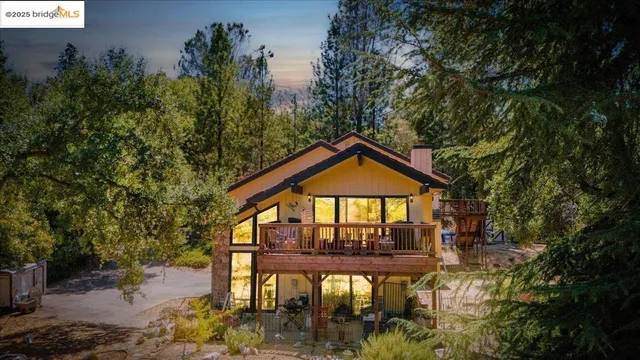 a view of a large trees in front of a house