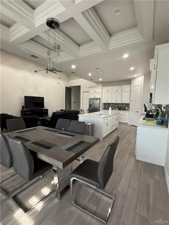 a kitchen with stainless steel appliances lots of counter top space