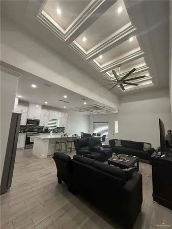 a kitchen with lots of appliances and a counter top space