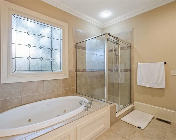 a bathroom with a bath tub and a shower