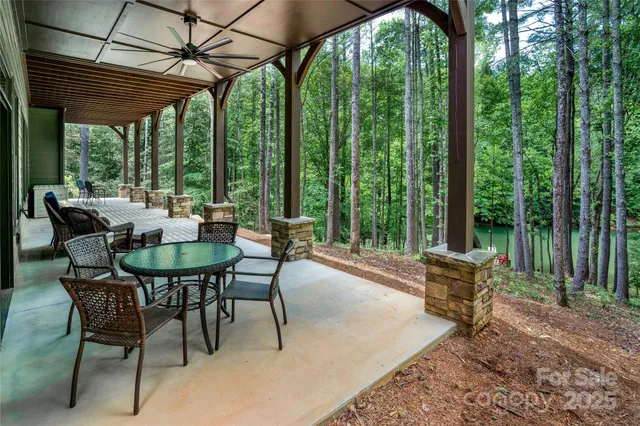 a dining room with furniture and outdoor view