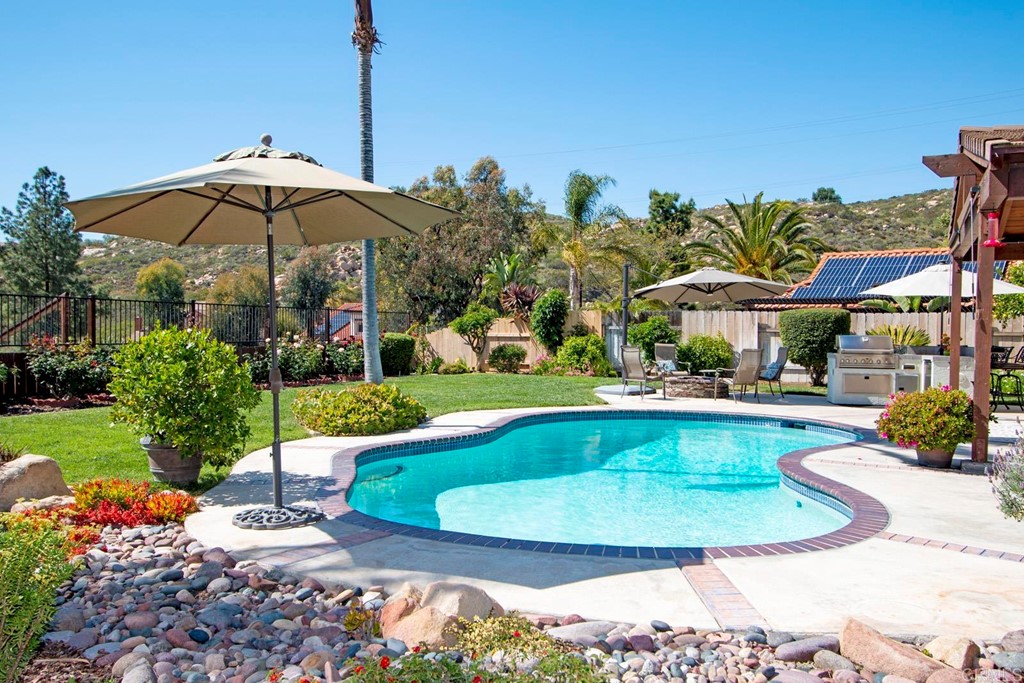14866 Oakline Road Poway, CA 92064 - Photo 37 of 49 a view of a swimming pool with a patio