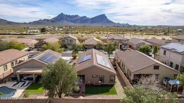 an aerial view of a house