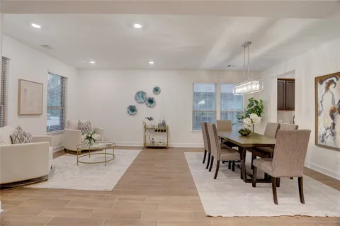 a living room with furniture