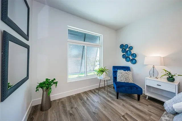 a view of entryway with wooden floor