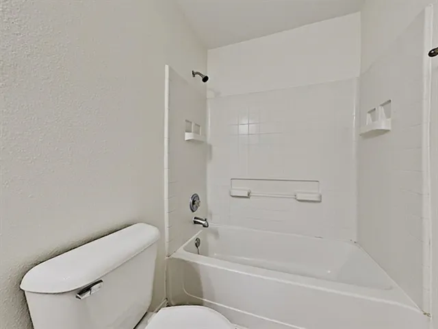 a bathroom with a toilet and a bathtub