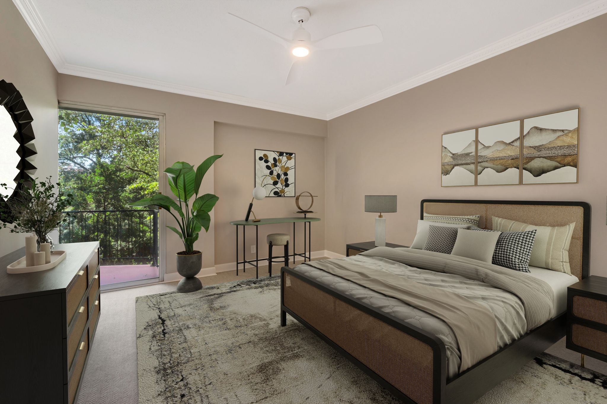 4215 Harding Pike, Unit 403 Nashville, TN 37205 - Photo 13 of 25 a bedroom with a large bed and a potted plant