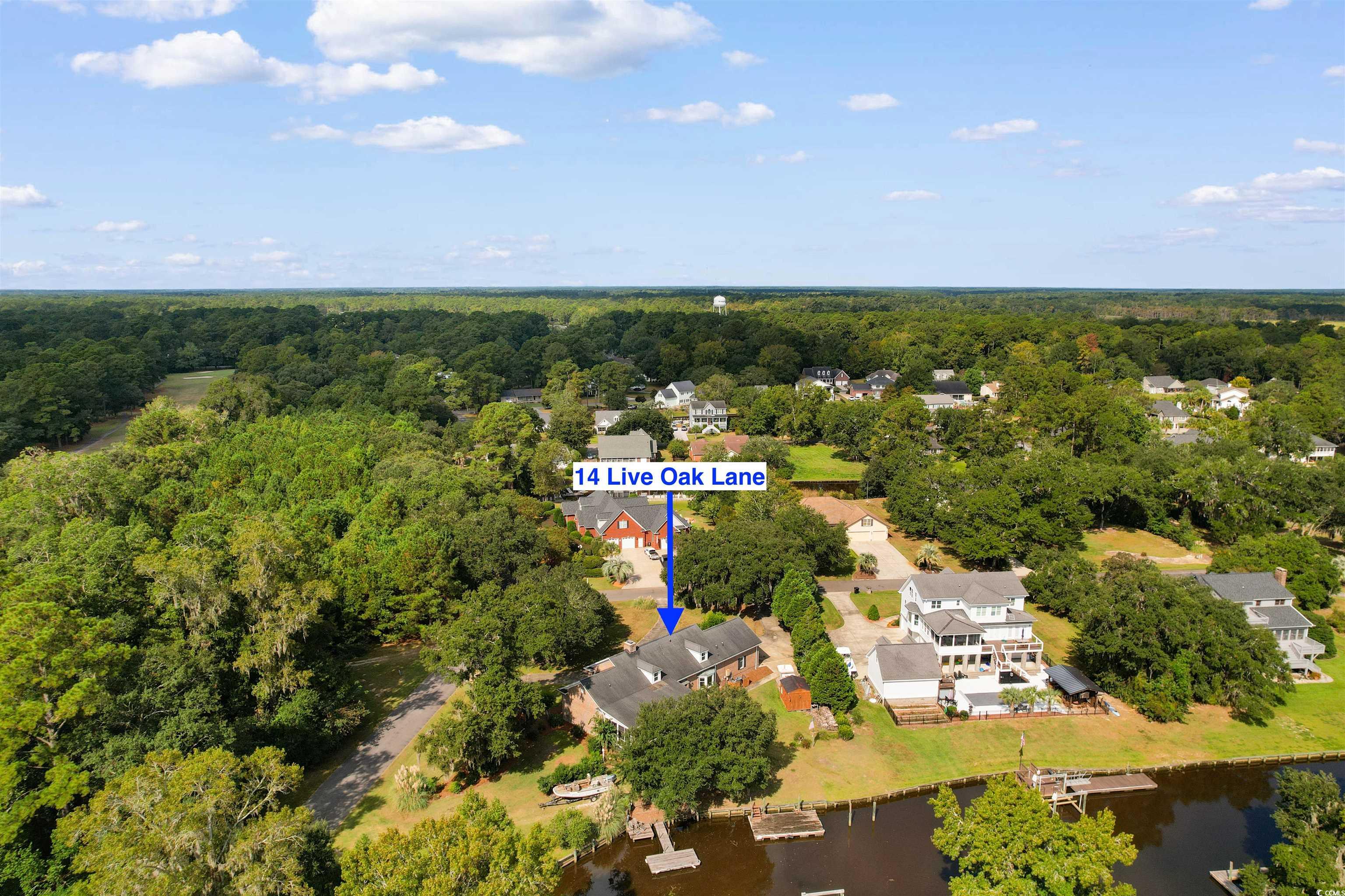 14 Live Oak Lane Georgetown, SC 29440 - Photo 37 of 40 Aerial perspective of suburban area featuring a forest and a nearby Black River