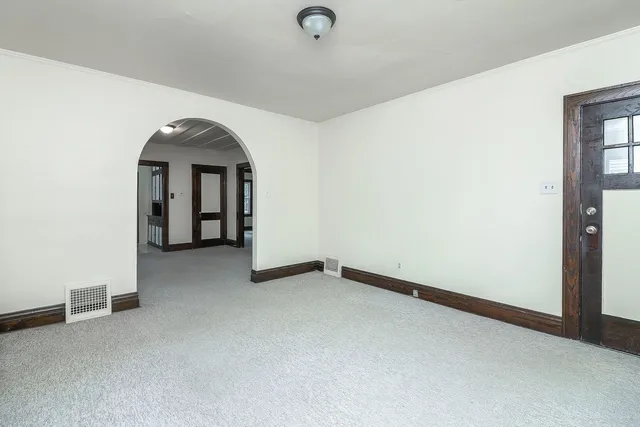 an empty room with windows