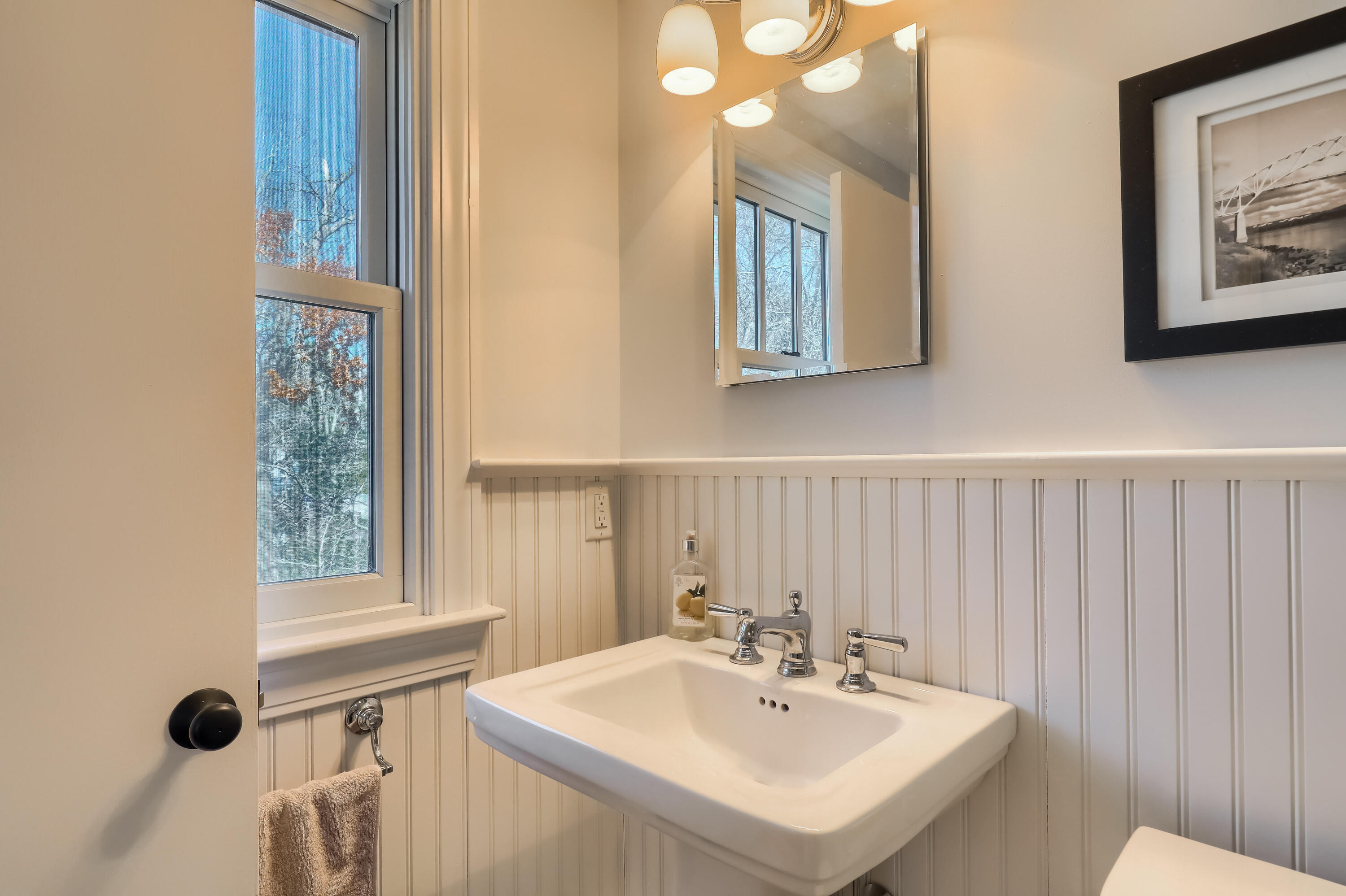 177 Old Stage Road Centerville, MA 02632 - Photo 17 of 29 a bathroom with a sink and a mirror