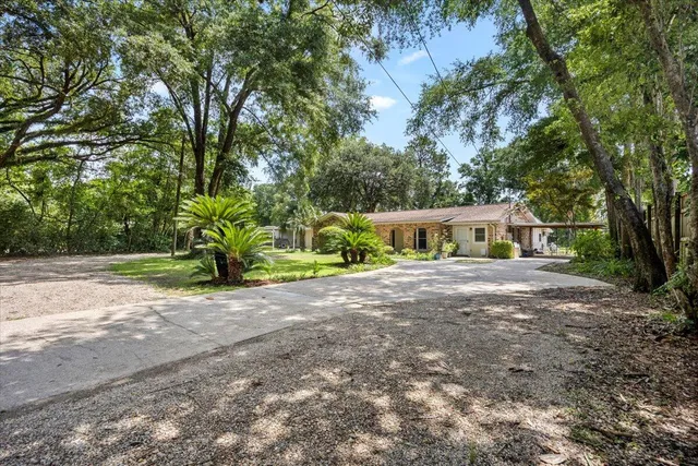 a front view of a house with a yard and a large tree