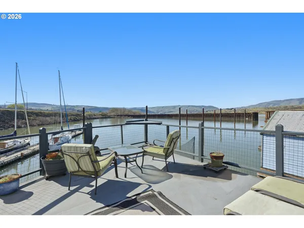 a view of a terrace with chairs