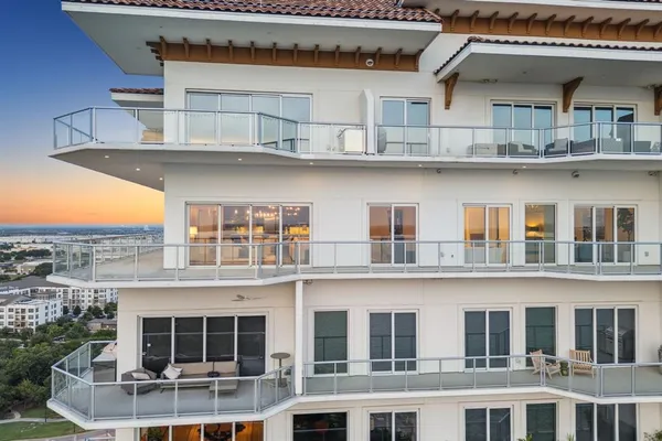 a front view of a building with balcony