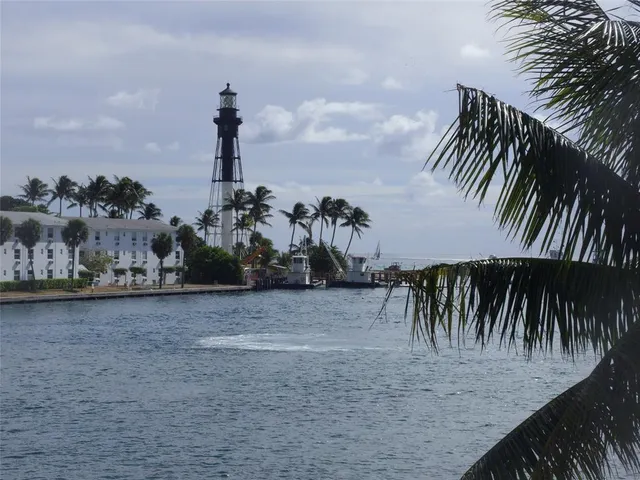 an ocean view with palm trees