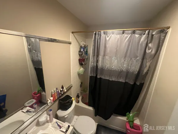 a bathroom with a toilet a sink and a mirror