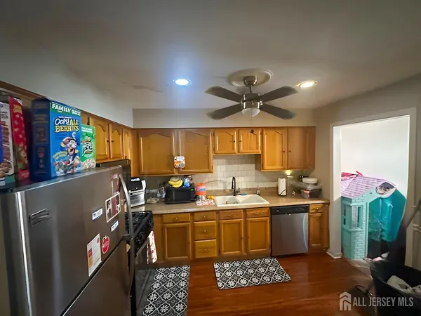 a view of a living room and dining room