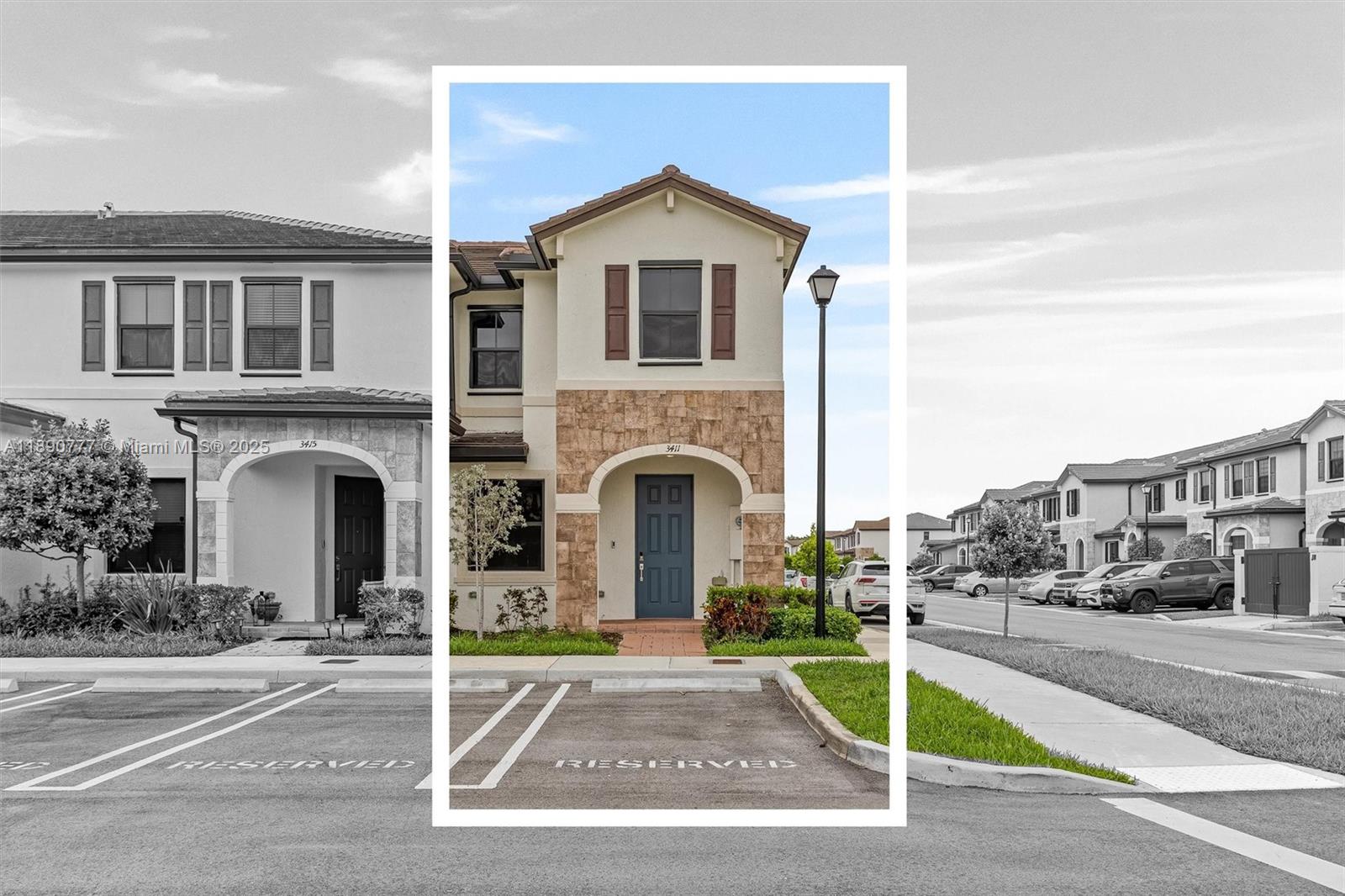 a front view of a house with a yard