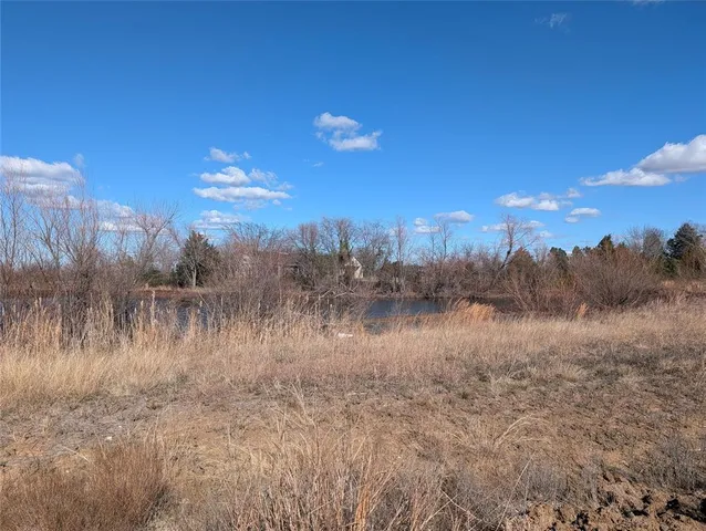 a view of a lake with a city