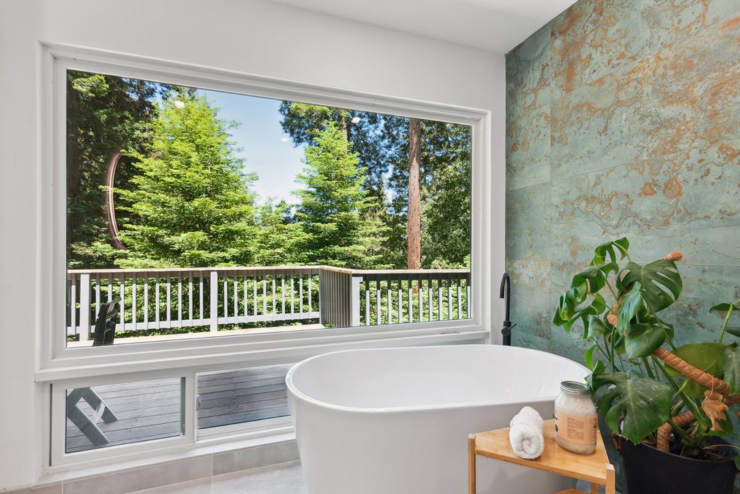 141 William Way Felton, CA 95018 - Photo 31 of 54 a living room with a large window and a potted plant