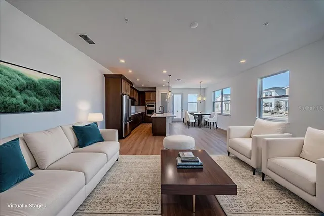 a view of a swimming pool and lounge chair