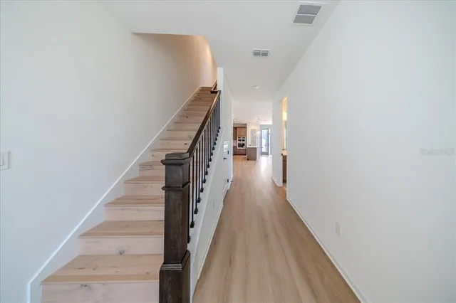 a view of a room with racks on the wall