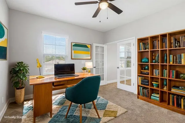 an empty room with windows