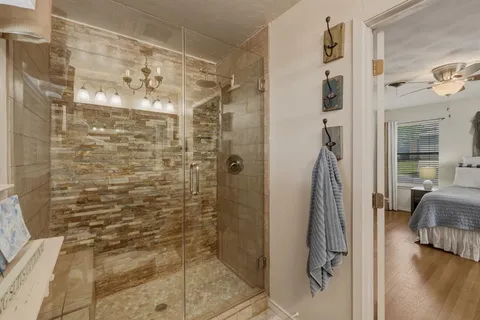 a bathroom with a shower
