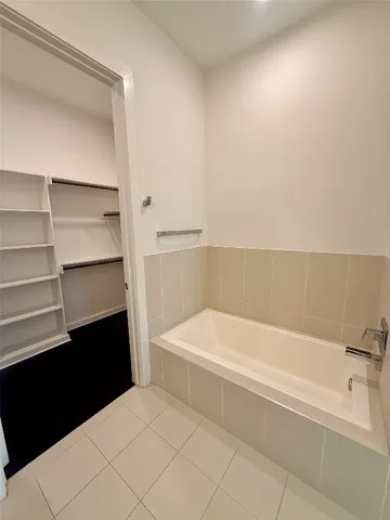 a bathroom with a bathtub