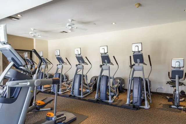a view of a room with gym equipment