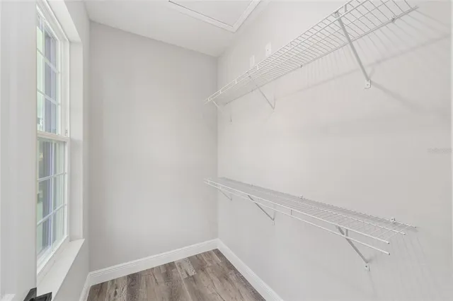 a view of small space with racks on the wall