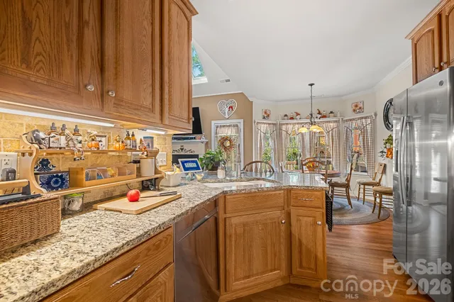a kitchen with lots of counter top space