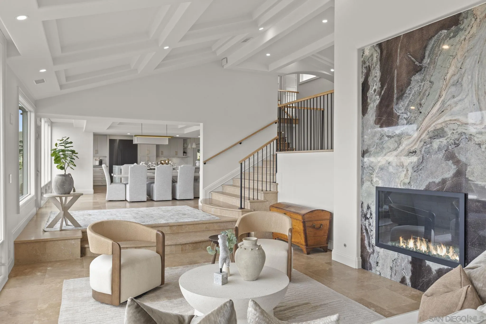 1542 El Paso Real La Jolla, CA 92037 - Photo 6 of 30 a living room with fireplace furniture and a fireplace