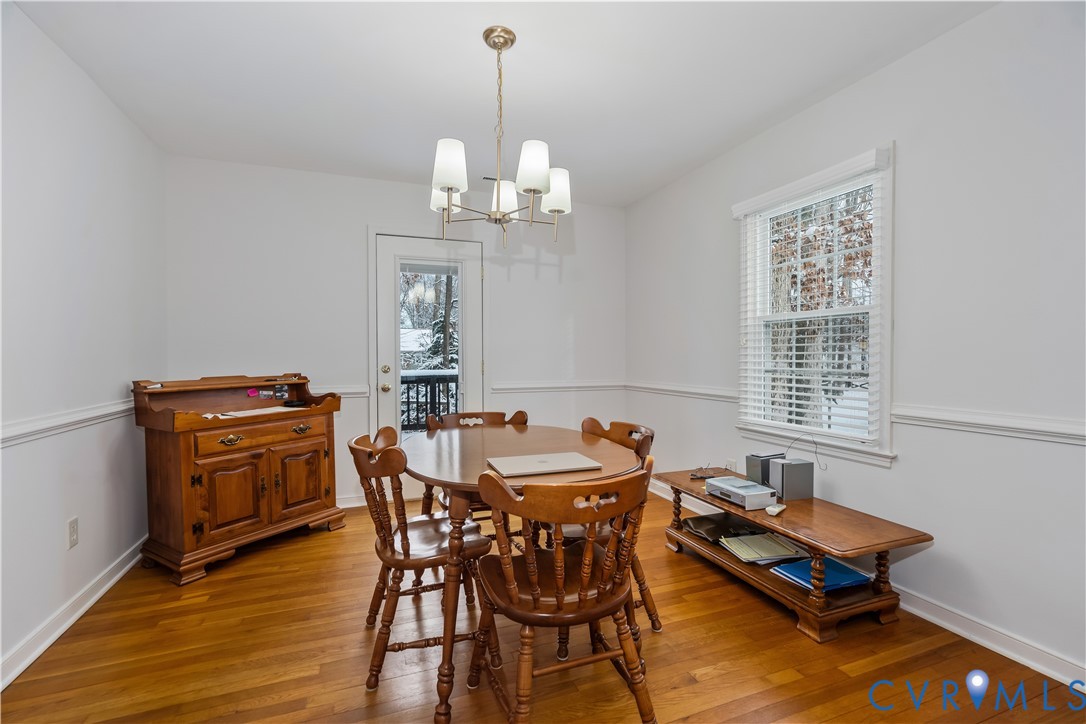 351 Walton Park Road Midlothian, VA 23114 - Photo 23 of 29 Dining space featuring wood-type flooring and a ch