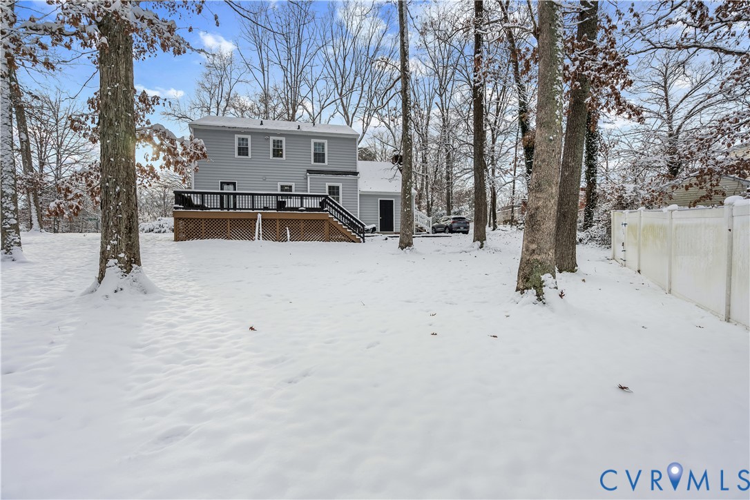 351 Walton Park Road Midlothian, VA 23114 - Photo 29 of 29 Snow covered back of property featuring a wooden d