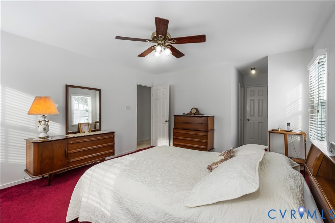 351 Walton Park Road Midlothian, VA 23114 - Photo 5 of 29 Bedroom with dark colored carpet, ceiling fan, and