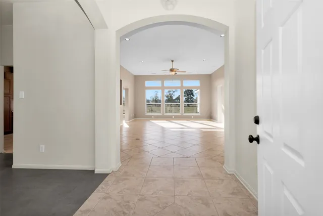 an empty room with windows