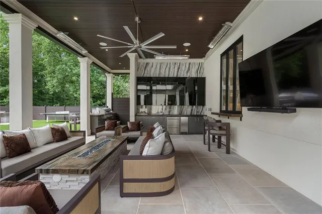 a outdoor space with furniture