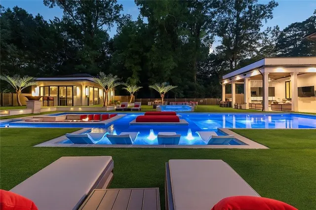 a view of outdoor space yard and swimming pool