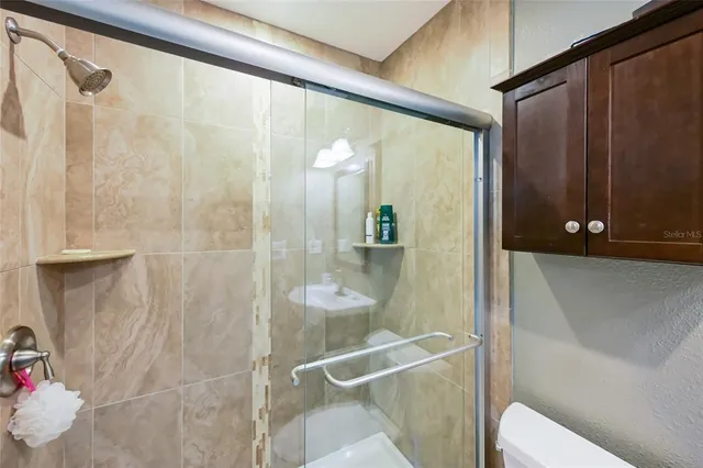 a bathroom with a shower