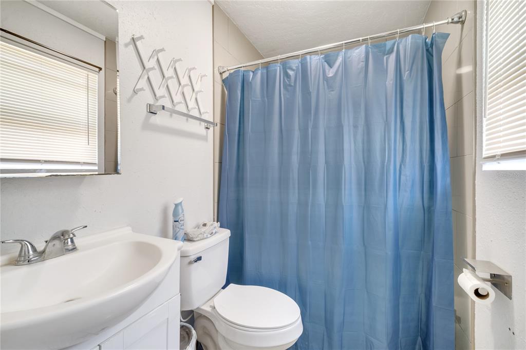1226 Pine Street Orlando, FL 32824 - Photo 33 of 46 a bathroom with a sink a toilet and shower curtain