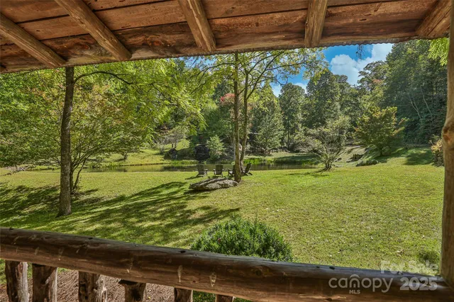 a view of a lake from a yard