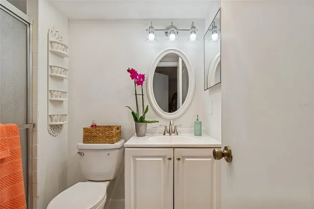 a bathroom with a toilet a sink and a mirror