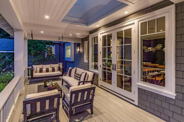 a outdoor living space with patio furniture and a potted plant