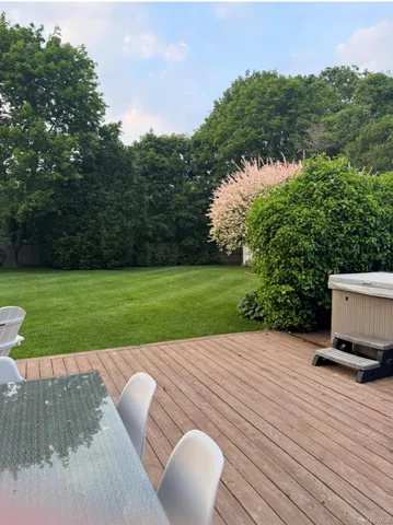 a view of a backyard with tv