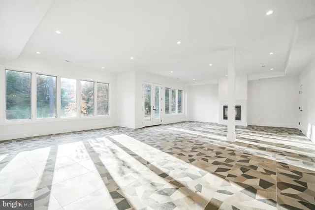 a view of a kitchen with a window