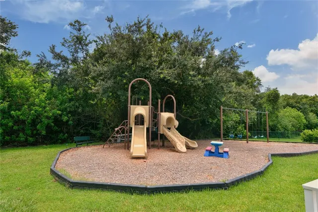a view of a golf course with a lake view