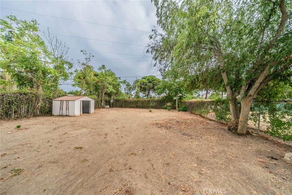 18863 8th Street Bloomington, CA 92316 - Photo 18 of 23 a view of a backyard with plants and large trees