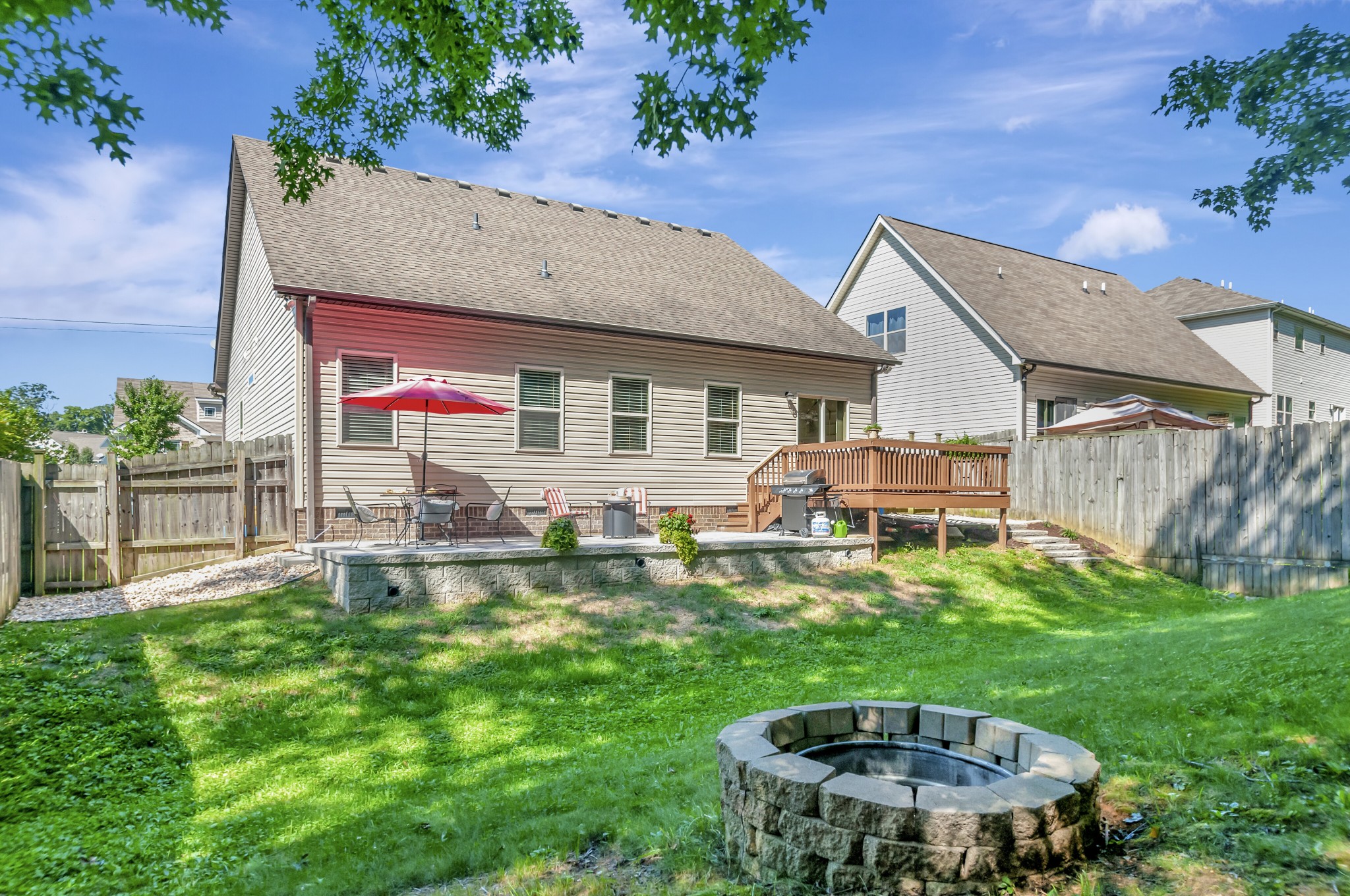 1118 Golf View Way Spring Hill, TN 37174 - Photo 27 of 30 a backyard of a house with table and chairs