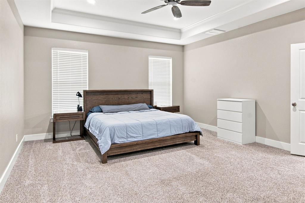 121 Friendship Way Boyd, TX 76023 - Photo 19 of 38 Spacious room featuring tray ceiling, recessed lighting, neutral-toned walls, and carpet flooring