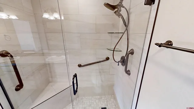 a bathroom with a shower